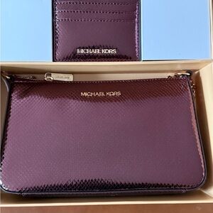 Michael Kors Purse Wallet Set in Deep Burgundy Giftable NIB Rouge Sombre